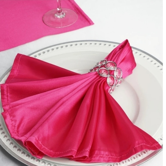 Set of 12 20” X 20" Poly Satin Napkins Wedding Baby Party Bridal Tea 12 Napkins - Picture 2 of 8